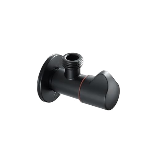 Vierteldrehungs-Winkel-Absperrventil, Wasserhahn-Absperrventil aus Edelstahl 304, G1/2, Kalt-/Warmwasser-Regelventil, schwarz lackiert(Hot Water) von RUNZTXZH
