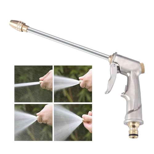 Gartenbrause Metall Hochdruck Garten Handbrause Bewässerungsbrause mit 4 Sprühbilder Multifunktional Gartenschlauch Spritze Garten Spritzpistole für Autowäschen Haustierdusche Gartenbewässerung von RUOVXWU