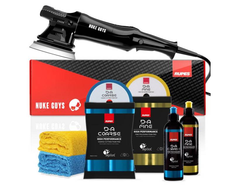 RUPES Exzenter Poliermaschine Auto Set LHR15ES Bigfoot Nuke Guys Edition Polierset, (7 tlg), Auto Set LHR15ES Bigfoot Nuke Guys Edition Polierset von RUPES