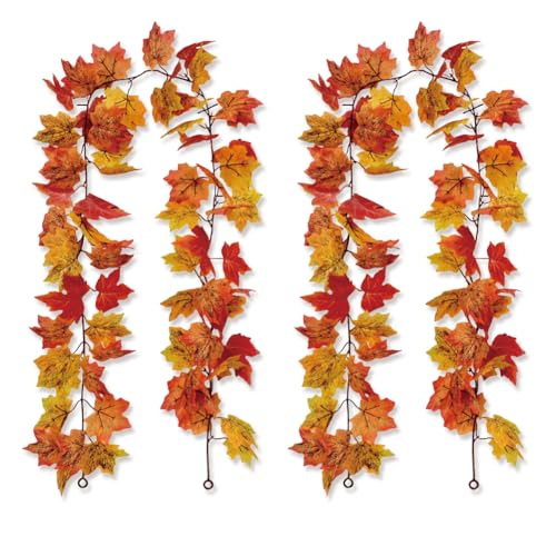 Herbst-Ahornblatt-Girlande, Dekoration, Herbst-Girlande, künstliche Herbstblätter, Thanksgiving-Dekorationen für Herbst, Innen- und Außenbereich, Zuhause, Kamin, Treppe, Partyzubehör (Ahornblatt-Z), 2 Herbst-Ahornblatt-Girlande, Dekoration, Herbst-Girlande, künstliche Herbstblätter, Thanksgiving-Dekorationen für Herbst, Innen- und Außenbereich, Zuhause, Kamin, Treppe, Partyzubehör (Ahornblatt-Z), 2 von RUPOFUZA