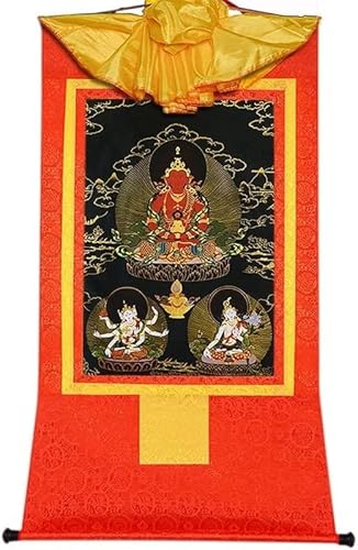 RURUR Bild Seidenrolle,Rolle Hängende Malerei,Seidenrolle Malerei,Tibetische Thangka,Amitayus(Buddha der Unendlichkeit(Red,Small(35cm*27cm)) von RURUR