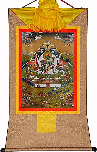 RURUR Bild Seidenrolle,Rolle Hängende Malerei,Seidenrolle Malerei,Tibetische Thangka,Tantrische Tibetische Buddhistische Thangka Wand(Beige,Medium(62cm*47cm)) von RURUR
