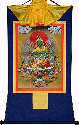 RURUR Bild Seidenrolle,Rolle Hängende Malerei,Seidenrolle Malerei,Tibetische Thangka,Tantrische Tibetische Buddhistische Thangka Wand(Blu,Small(35cm*27cm)) von RURUR