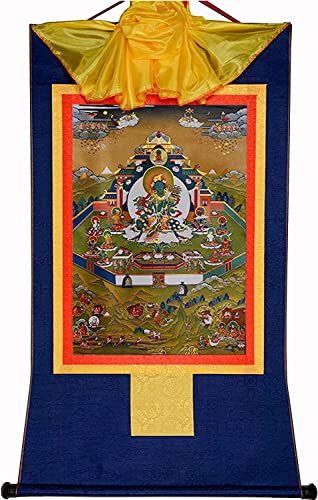 RURUR Bild Seidenrolle,Rolle Hängende Malerei,Seidenrolle Malerei,Tibetische Thangka,Tantrische Tibetische Buddhistische Thangka Wand(Blue,Large(85cm*63cm)) von RURUR