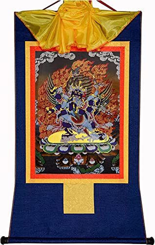 RURUR Bild Seidenrolle,Rolle Hängende Malerei,Seidenrolle Malerei,Tibetische Thangka,Tantrische Tibetische Buddhistische Thangka Wand(Blue,Medium(62cm*47cm)) von RURUR