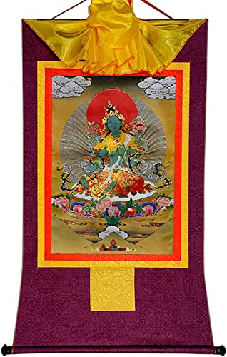 RURUR Bild Seidenrolle,Rolle Hängende Malerei,Seidenrolle Malerei,Tibetische Thangka,Tantrische Tibetische Buddhistische Thangka Wand(Purple,Medium(62cm*47cm)) von RURUR