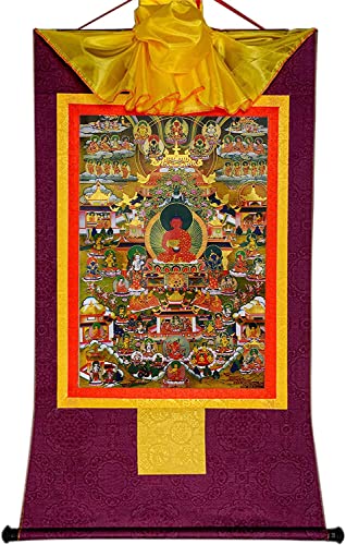 RURUR Bild Seidenrolle,Rolle Hängende Malerei,Seidenrolle Malerei,Tibetische Thangka,Tantrische Tibetische Buddhistische Thangka Wand(Purple,Small(35cm*27cm)) von RURUR