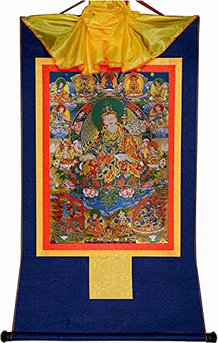 RURUR Bild Seidenrolle,Rolle for Aufhängen,Seidenrolle,Tibetische Thangka,Acht Formen von Guru Rinpoche,Lotus Born(Blu,Large(85cm*63cm)) von RURUR
