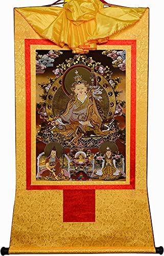 RURUR Bild Seidenrolle,Rolle for Aufhängen,Seidenrolle,Tibetische Thangka,DREI Formen von Guru Rinpoche,Padmasambhava,Lotus(Unique Colour,Medium(62cm*47cm)) von RURUR