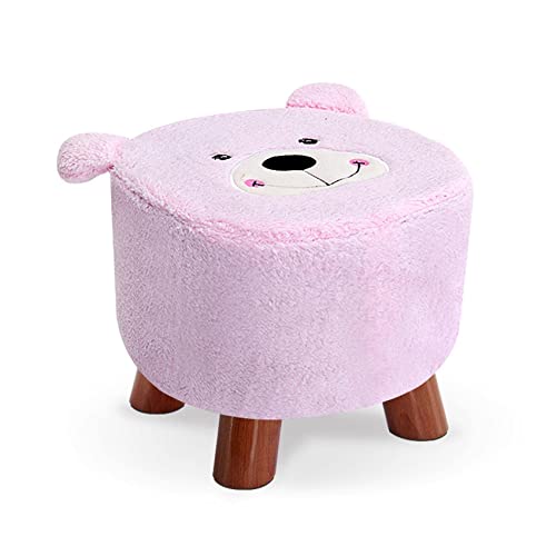 RURUR Fußhocker aus Leder, Schuhwechselhocker, runde Fußhocker aus Plüsch for das Schlafzimmer und das Wohnzimmer(Pink) von RURUR