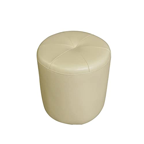 RURUR Fußhocker aus Leder, Schuhwechselhocker, runder Schuhwechselhocker aus Rindsleder, for das Schlafzimmer oder das Wohnzimmer(Khaki,32x32cm) von RURUR
