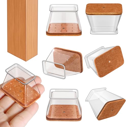 RUSIDO 20 Stück Stuhlbeinkappen Rechteckig(Mittel Fit Länge 28-38mm,Breite 19-25mm), Klare Silikon Stuhlbeinschoner, Stuhl Beinprotektoren, Boden vor Kratzern schützen von RUSIDO
