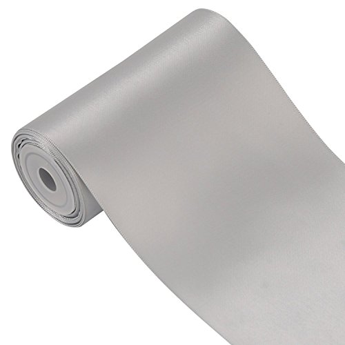 RUSPEPA 4.5m x 100mm Breite Solid Color Double Face Satin-Band (007 Silber) von RUSPEPA