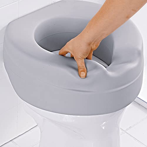 Toilettensitz-Erhöhung"Soft", Toilettenaufsatz Sitzerhöhung Toilettensitz WC, 10 cm Erhöhung, & Hygienemulde, max. 185 kg, grau von RUSSKA