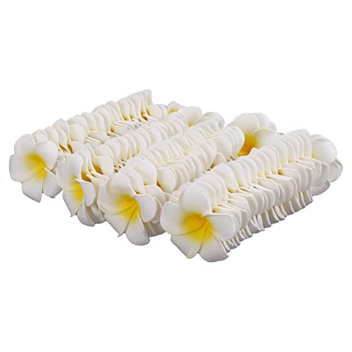 RUSWEST 100StüCke WeißEr Schaum Hawaiian Frangipani KüNstliche Plumeria BlüTen BläTter BlüTen Haar Hut Hut Kranz DIY Hochzeits Dekoration 5Cm von RUSWEST