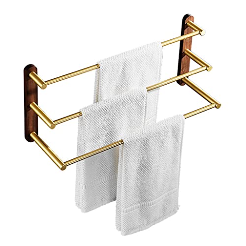 Handtuchständer Walnuss Handtuch Bar 3-stufiger Raum Aluminium Wandhalterung Handtuchhalter Badezimmerhandtuchhalter Halter Rails Küchenzubehör für Badezimmer (Size : 58cm) von RUTAVM
