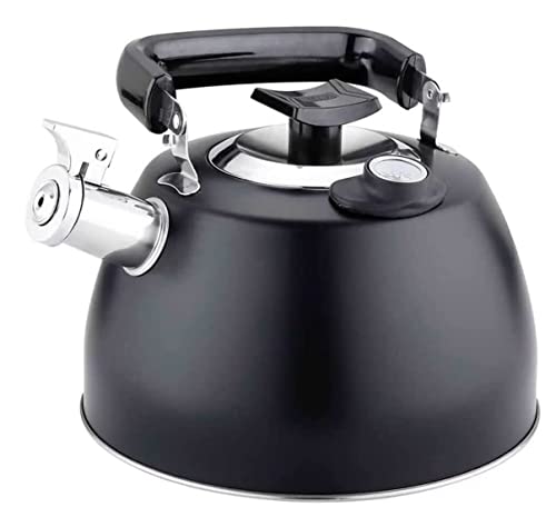 Wasserkessel Teekessel 3.5L Whistle Wasserkocher Mit Thermometer 304 Edelstahl Kitchen Whistle Wasserkocher Wassertemperatur Wasserkocher Tee Wasserkocher Wasserkessel Gasherd ( Blue : Black , Size : von RUTAVM