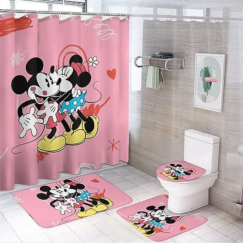 RUTIFY 4-teiliges niedliches Cartoon-Duschvorhang-Set mit rutschfesten Teppichen, WC-Deckelbezug und Badematte, Kawaii-Badezimmer-Set, Dekoration, 72 x 182,9 cm RUTIFY 4-teiliges niedliches Cartoon-Duschvorhang-Set mit rutschfesten Teppichen, WC-Deckelbezug und Badematte, Kawaii-Badezimmer-Set, Dekoration, 72 x 182,9 cm von RUTIFY
