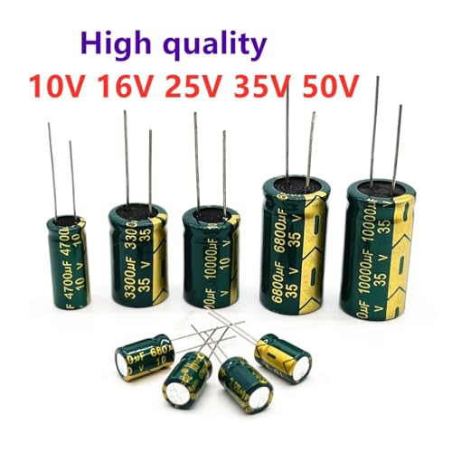 RUTPPVEZ Aluminiumkondensator 6,3 V 10 V 16 V 25 V 35 V 50 V 63 V 100 V 400 V 450 V 100 UF 220 UF 330 UF 680 UF ​​100 0 UF 470 UF Hochfrequenz Niedriger(450V4.7UF 20Pcs) von RUTPPVEZ