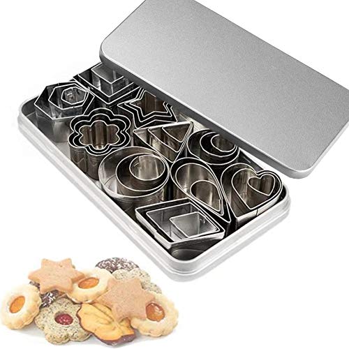 Mini-Ausstecher-Set - 30 kleine Formen zum Ausschneiden von Teig, Tortenkruste und Obst - Sternblumen-Sechseck Rundes Herz Quadratisches Dreieck Ovaler Regentropfen Geometrische Formen Cutter Mini-Ausstecher-Set - 30 kleine Formen zum Ausschneiden von Teig, Tortenkruste und Obst - Sternblumen-Sechseck Rundes Herz Quadratisches Dreieck Ovaler Regentropfen Geometrische Formen Cutter von RUUKON