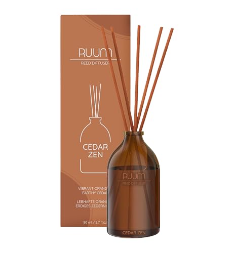 RUUM Reed Diffuser Duftstäbchen Duftvase - Edler Raumduft In Stilvoller Glasvase 80 ml (Cedar Zen) von RUUM