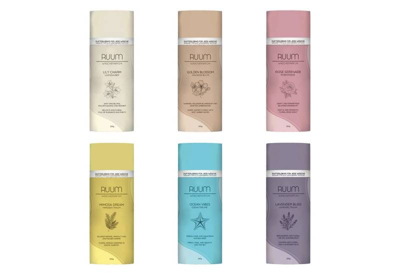 RUUM Wäscheparfüm Duftperlen (6-St., Mix Paket), 6 Duftsorten Duftperlen - Je 200g von RUUM