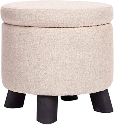 RUVANE Runder Fußhocker, Aufbewahrungsboxen, kleiner Hocker, Hocker für Wohnheim, Wohnzimmer, Schlafzimmer, Beige Stern des Lichts RUVANE Runder Fußhocker, Aufbewahrungsboxen, kleiner Hocker, Hocker für Wohnheim, Wohnzimmer, Schlafzimmer, Beige Stern des Lichts von RUVANE