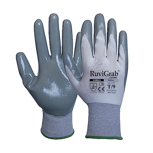 Ruvigrab Textil-Handschuh, Nitrilbeschichtung, grau/weiß von Ruvigrab