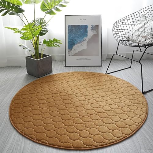 Fußmatte Badematte Türmatte Badteppich Runder Einfarbiger Teppich, Weicher Runder Memory-Schaum-Teppich, Süßer Teppich Für Wohnzimmer Und Schlafzimmer Badvorleger Badezimmerteppich (Color : L, Size von RUVOO