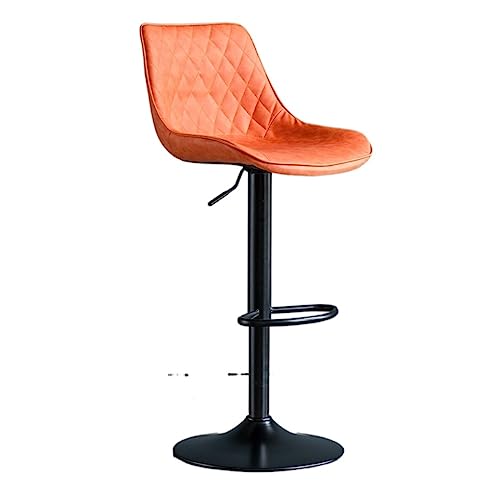 RUVOO Barhocker Barstuhl Barhocker Mit PU-Lederkissen, Barstühle, Thekenhocker Mit Hoher Rückenlehne, Verstellbare Drehbare Barstühle Barstühle Barsessel (Color : Orange, Size : 1Pieces) von RUVOO