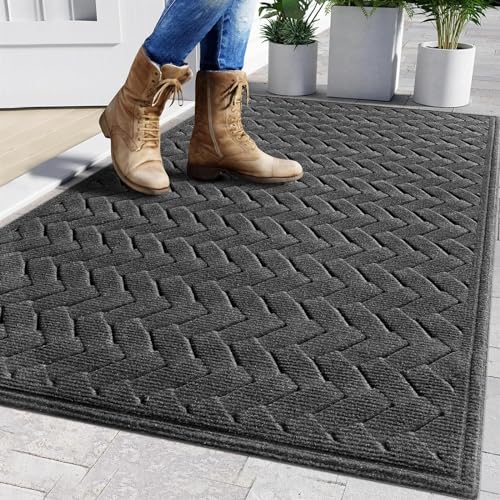 RUVOO Fußmatte, Badezimmerteppich, Badematte, Haustürmatte, Outdoor-Fußmatte, strapazierfähiger Bodenteppich, wasserdicht, flaches Profil, Eingangsteppich, Innenfußmatte (Farbe: A, Größe: 80 x 120 cm) von RUVOO