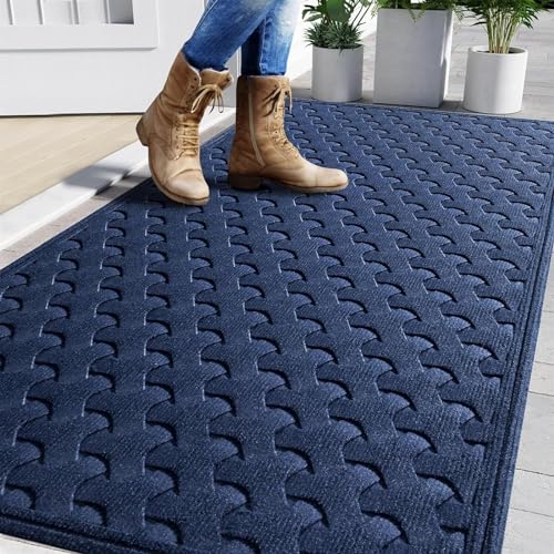 RUVOO Fußmatte, Badezimmerteppich, Badematte, Haustürmatte, Outdoor-Fußmatte, strapazierfähiger Bodenteppich, wasserdicht, flaches Profil, Eingangsteppich, Innenfußmatte (Farbe: D, Größe: 45 x 75 cm) von RUVOO