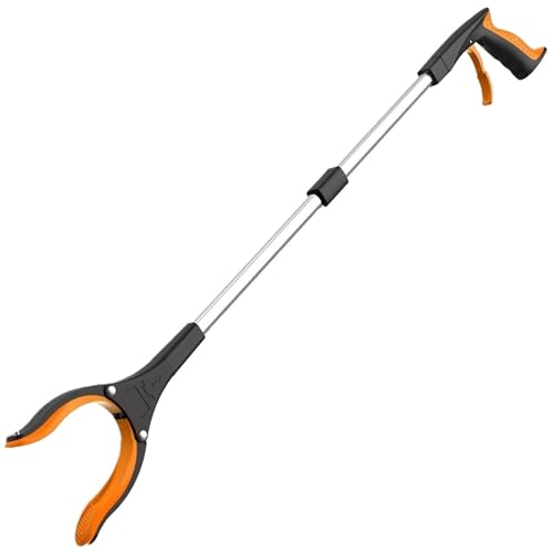 RUWLFE Greifzange Müllsammler-Greifer mit um 360 Grad drehbarem Clip, 32 Zoll Leichter, robuster Greifer for ältere Menschen, Greifer, Greifwerkzeug for ältere Menschen(Orange) von RUWLFE