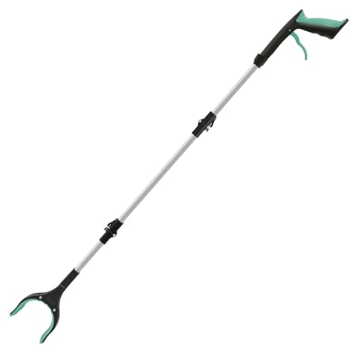 RUWLFE Greifzange Müllsammler-Greifer mit um 360 Grad drehbarem Clip, tragbarer, zusammenklappbarer Müllgreifer, Greifwerkzeug for ältere Menschen mit Rutschfester Backe(Green) von RUWLFE