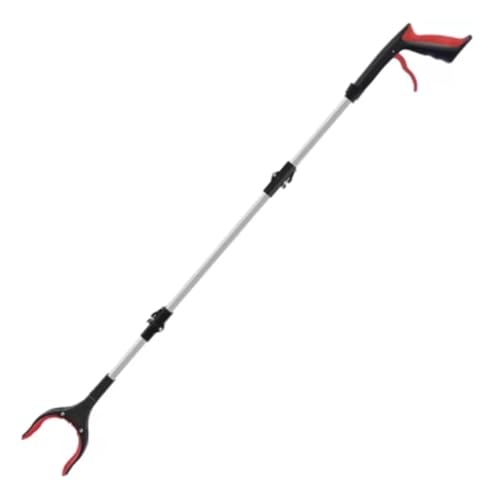 RUWLFE Greifzange Müllsammler-Greifer mit um 360 Grad drehbarem Clip, tragbarer, zusammenklappbarer Müllgreifer, Greifwerkzeug for ältere Menschen mit Rutschfester Backe(Red) von RUWLFE