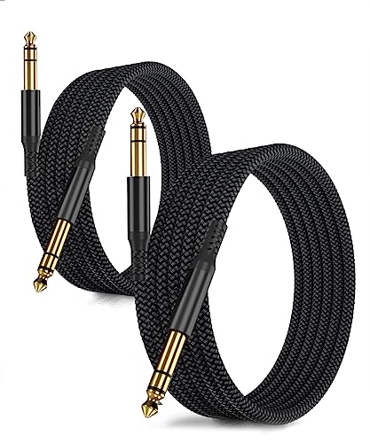 RUXELY 6,35mm TRS Gitarrenkabel 4.5M 2Stück,1/4" Stecker Stereo Instrumentenkabel,6.3 E Gitarre klinkenkabel,Symmetrische Audio Cable für Gitarre,Bässe,Tastaturen,Mixer,Verstärker 5M,Lautsprecher von RUXELY