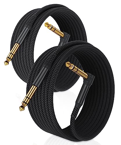 RUXELY 6.35mm TRS Gitarrenkabel 4.5M 2Stück,Winkel 1/4" Stecker Stereo Instrumentaenkabel,6.3 Klinke Guitar Cable,Symmetrische Audiokabel für E-Gitarre,Bässe,Tastaturen,Verstärker,Amp 5,Lautsprecher von RUXELY