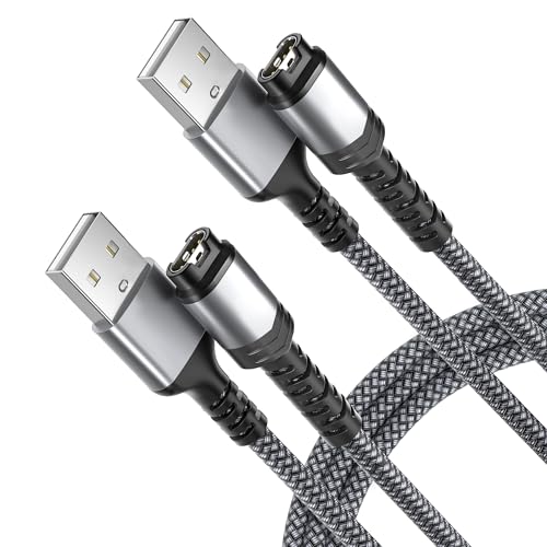 RUXELY Nylon Ladekabel 1.8M 2Pack,Charger USB Cable für Garmin Epix 2,Fenix 8 E 7 7X 7S 6 6X Solar,Venu 3 SQ,Forerunner 965 955 265 255 245 165 55 45 Solor,Instinct,Approach S70 S60 S40 G12 S12,Swim 2 von RUXELY