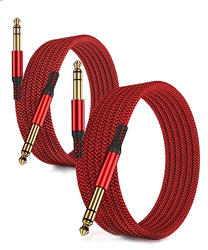 RUXELY 6,35mm TRS Gitarrenkabel 3M 2Stück,1/4" Stecker Stereo Instrumentenkabel,6.3 Klinke Guitar Cable,Symmetrische Audio kabel für E-Gitarre,Bässe,Tastaturen,Mixer,Verstärker,Amp,Lautsprecher von RUXELY