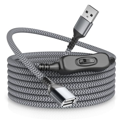 USB Verlängerung Kabel mit Schalter 2M,Typ A Stecker auf Buchse Verlängerungskabel mit Ein/Aus Schalter Support (Daten und Energie),USB ON/OFF Extension Cable mit Switch für USB LED Lampe,Tastatur von RUXELY