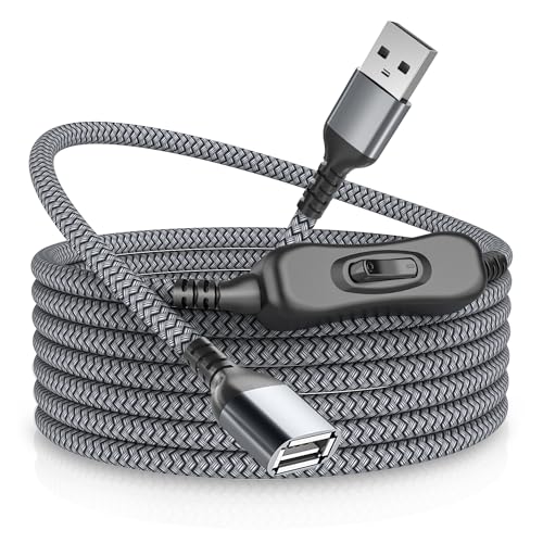 USB Verlängerung Kabel mit Schalter 3M,Typ A Stecker auf Buchse Verlängerungskabel mit Ein/Aus Schalter Support (Daten und Energie),USB ON/OFF Extension Cable mit Switch für USB LED Lampe,Tastatur von RUXELY