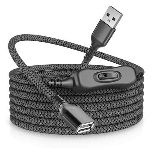USB Verlängerung Kabel mit Schalter 3M,Typ A Stecker auf Buchse Verlängerungskabel mit Ein/Aus Schalter Support (Daten und Energie),USB ON/OFF Extension Cable mit Switch für USB LED Lampe,Tastatur von RUXELY