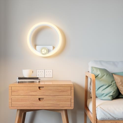 Wandleuchte Innen LED, 12W Runde Acryl LED-Wandlampe mit 3 Farbtemperaturen(2700K-6500K), Moderne Wandlampen Weiß mit Muschel-Dekor, ideal für Wohnzimmer, Schlafzimmer, Treppen und Flur von RUYI