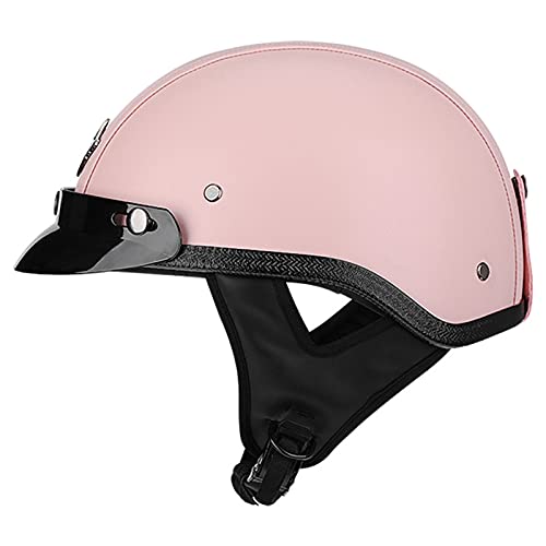 1/2 Retro Motorrad Offenes Gesicht Halber Helm Schädelkappe PU Lederhelm Für Männer Und Frauen DOT/ECE-Zertifizierter Vintage Motorrad Motorrad Leichter Moped Scooter Motocross Helm,Rosa,L 1/2 Retro Motorrad Offenes Gesicht Halber Helm Schädelkappe PU Lederhelm Für Männer Und Frauen DOT/ECE-Zertifizierter Vintage Motorrad Motorrad Leichter Moped Scooter Motocross Helm,Rosa,L von RUYICZB