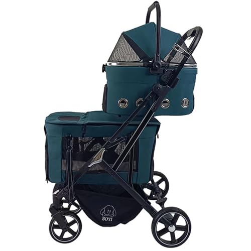 Doppelter Haustier-Buggy Für 2 Kleine Und Mittelgroße Katzen Und Hunde, Faltbarer Katzen-Buggy, Hunde-Buggy, Trolley, Jogger, Reise-Spazierwagen Mit Abnehmbaren Trägern, Aufbewahrungskorb,Blau Doppelter Haustier-Buggy Für 2 Kleine Und Mittelgroße Katzen Und Hunde, Faltbarer Katzen-Buggy, Hunde-Buggy, Trolley, Jogger, Reise-Spazierwagen Mit Abnehmbaren Trägern, Aufbewahrungskorb,Blau von RUYICZB