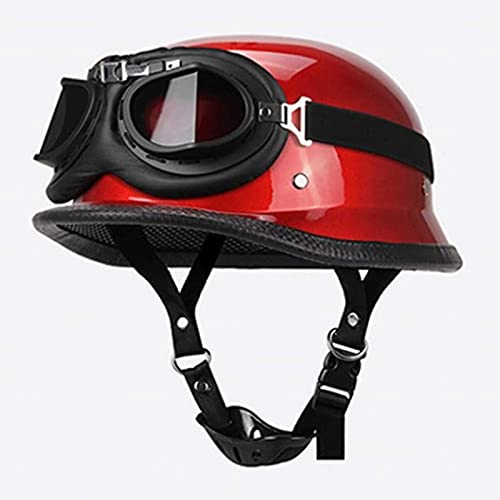 Motorrad Halbhelm Zugelassen Im Deutschen Stil Vintage Jethelm Totenkopfmütze Für Männer Und Frauen Mit Pilotenbrille DOT/ECE Zertifiziert Scooter Crash Retro Moped Unisex Helme,Rot,L Motorrad Halbhelm Zugelassen Im Deutschen Stil Vintage Jethelm Totenkopfmütze Für Männer Und Frauen Mit Pilotenbrille DOT/ECE Zertifiziert Scooter Crash Retro Moped Unisex Helme,Rot,L von RUYICZB