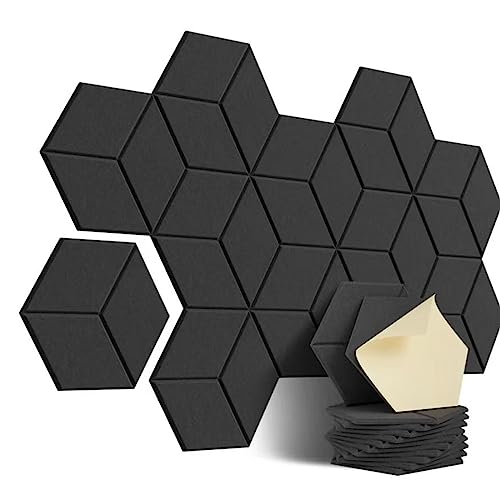 RUYICZB 12 Stück sechseckige Akustikplatten, Selbstklebende Schallschutzplatten, Schallschutz-Schaumstoffplatte für Studio, Aufnahmeraum, Büro, Zuhause,Schwarz RUYICZB 12 Stück sechseckige Akustikplatten, Selbstklebende Schallschutzplatten, Schallschutz-Schaumstoffplatte für Studio, Aufnahmeraum, Büro, Zuhause,Schwarz von RUYICZB
