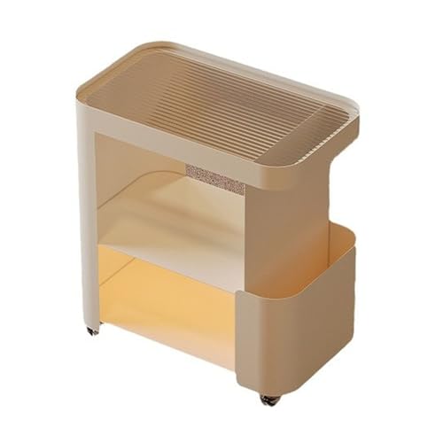 RUYICZB Beistelltische Aus Glas, Beistelltisch Mit Stauraum Und Rollen, Kleiner Quadratischer Beistelltisch, Beistelltische Für Wohnzimmer, Schlafzimmer, Sofas, Büro, Wohnung,Weiß,L von RUYICZB