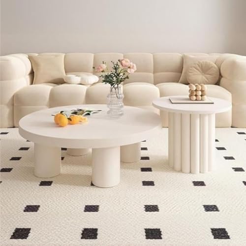 RUYICZB Couchtisch-Set Aus 2 Für Wohnzimmer, Runde, Ineinander Stapelbare Couchtische in Schwarz, Runde Beistelltische Für Schlafzimmer, Moderner Mitteltisch Für Schlafzimmer,Weiß,Large small RUYICZB Couchtisch-Set Aus 2 Für Wohnzimmer, Runde, Ineinander Stapelbare Couchtische in Schwarz, Runde Beistelltische Für Schlafzimmer, Moderner Mitteltisch Für Schlafzimmer,Weiß,Large small von RUYICZB