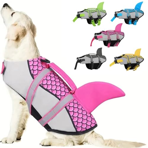RUYICZB Hunde Schwimmweste Hai, Verstellbar & Ripstop Hunde Rettungsweste Mit Rettungsgrif, Hoher Schwimmfähigkeit Haustier Lebensretter Welpen Badeanzüge Für Strand Leicht Und Sicher,Rosa,L RUYICZB Hunde Schwimmweste Hai, Verstellbar & Ripstop Hunde Rettungsweste Mit Rettungsgrif, Hoher Schwimmfähigkeit Haustier Lebensretter Welpen Badeanzüge Für Strand Leicht Und Sicher,Rosa,L von RUYICZB